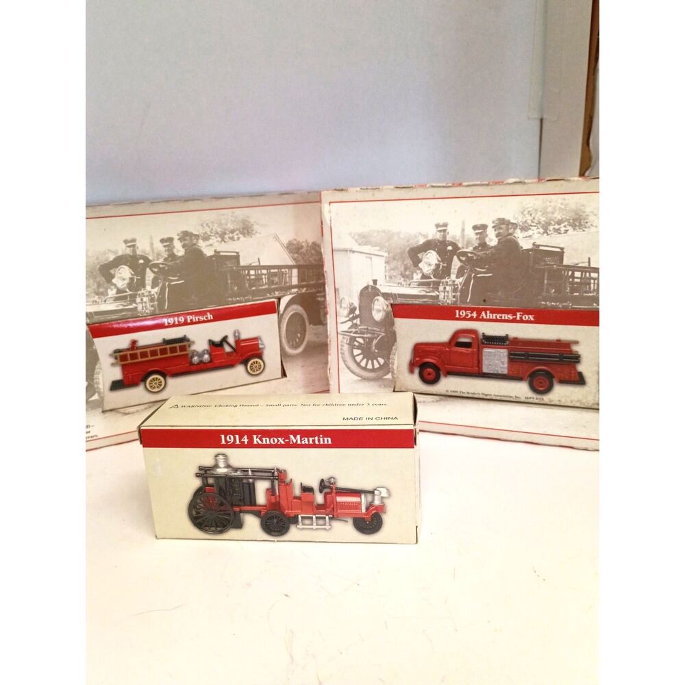 3 Vintage Fire Truck Miniatures • Collectible Retro Fire Engine Model retro